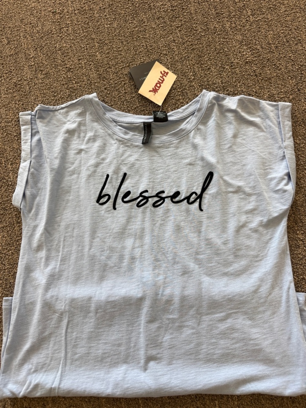 Threads 4 Thought Light Blue Tee with Black “blessed” Script